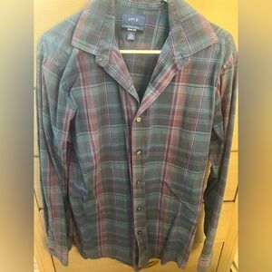 Apt. 9 Navy and Burgundy Plaid Shirt